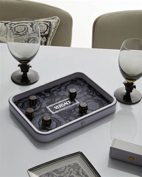 versace rolling tray|Barocco Leather Tray Gray .